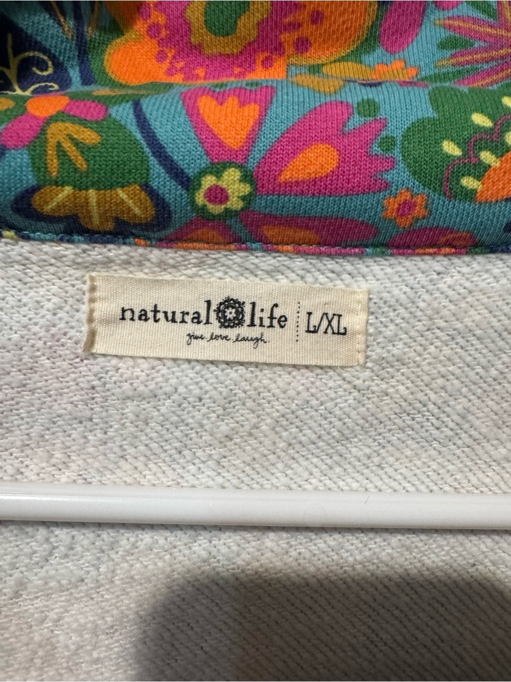 NATURAL LIFE Teal Floral Quarter-Zip Pullover - Picture 3 of 3